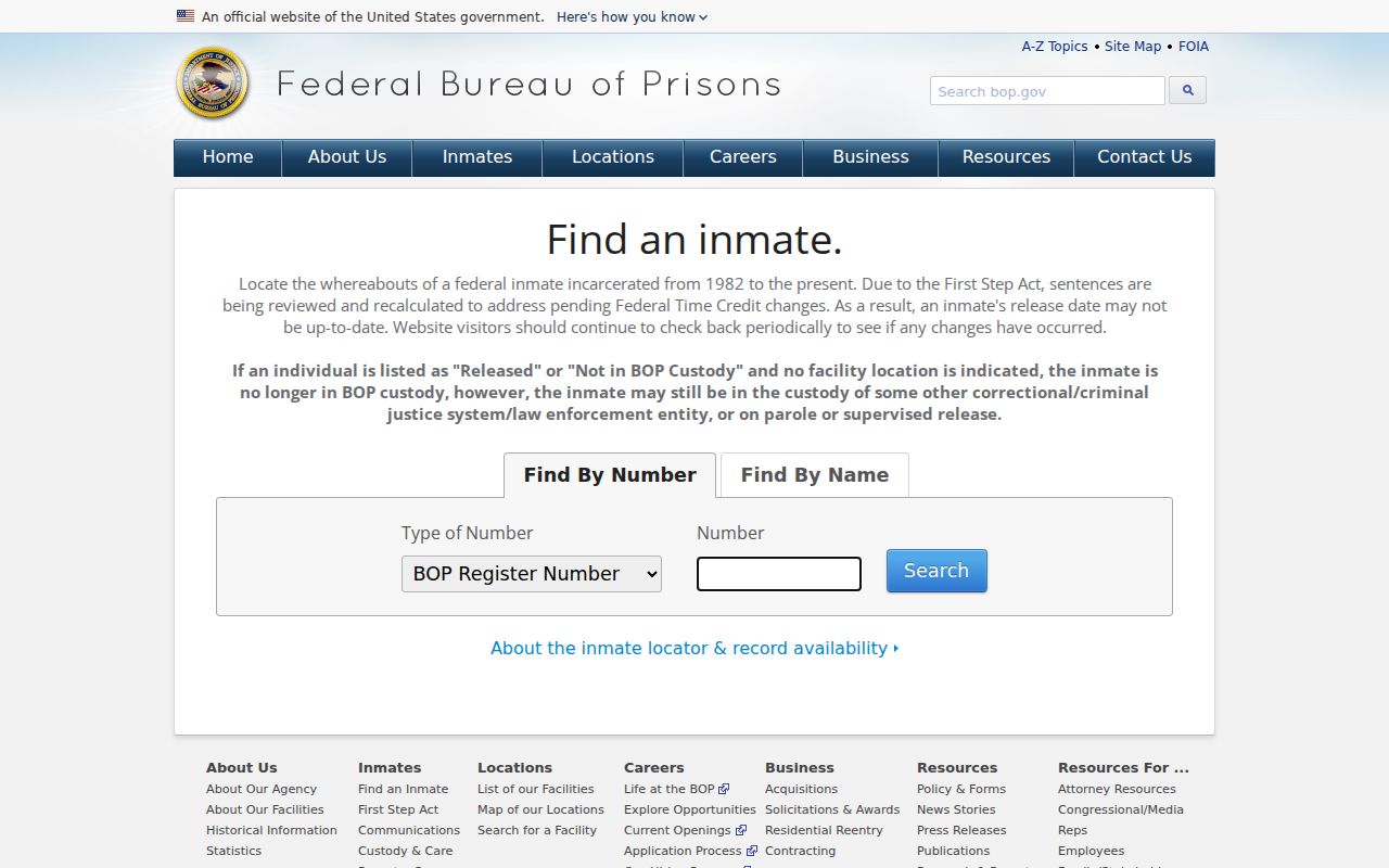 Federal custody locator related to Fluvanna County arrest records
