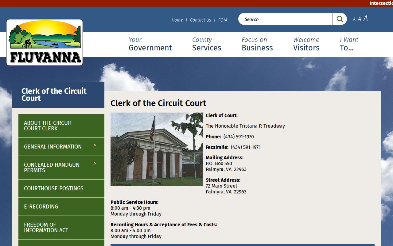 Fluvanna County Circuit Court Clerk criminal case records page
