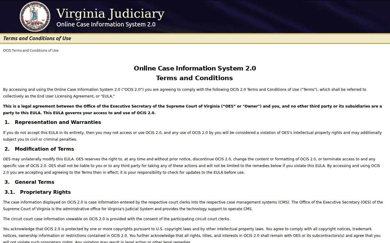 Virginia court routing for a Scottsville criminal record check